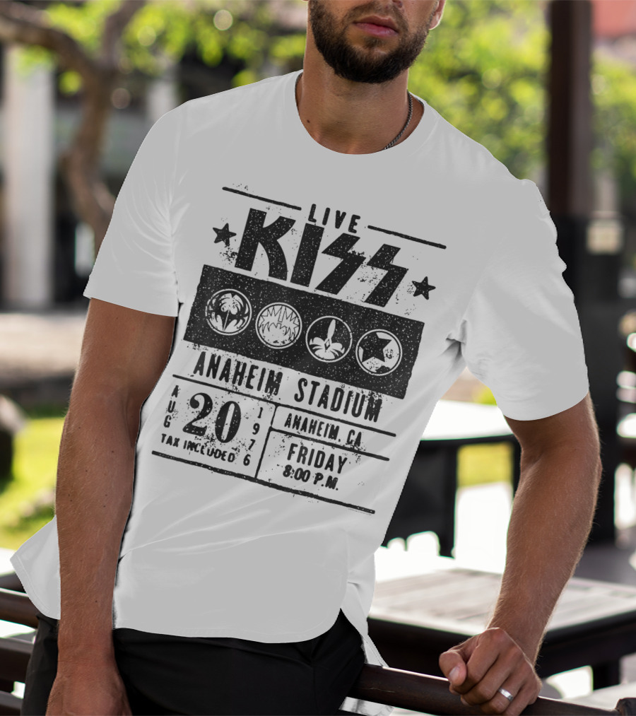 LIVE KISS Anaheim Stadium August 20 1976 Friday 8:00 PM T-Shirt