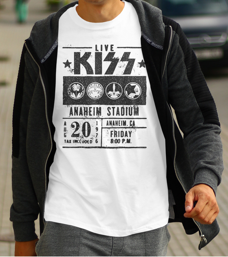 LIVE KISS Anaheim Stadium August 20 1976 Friday 8:00 PM T-Shirt