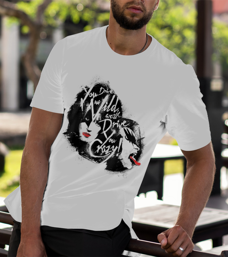 KISS You Drive Us Wild Crazy Faces Red Lips T-Shirt