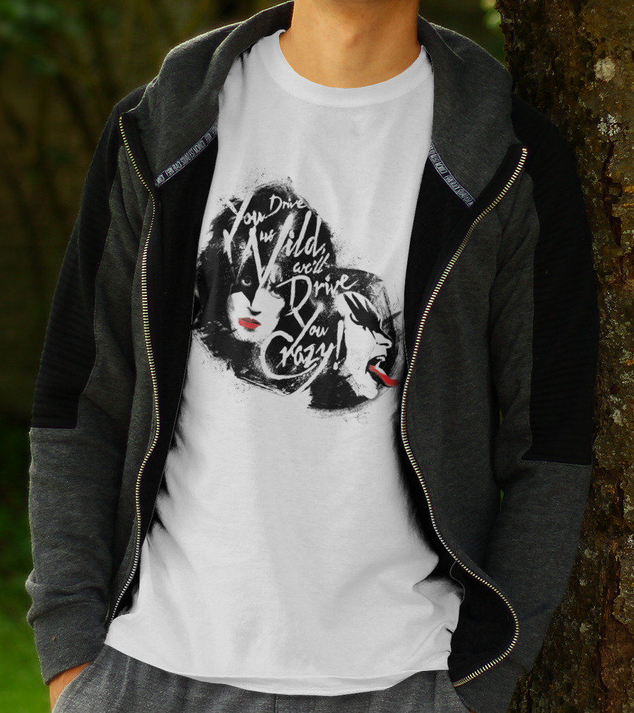 KISS You Drive Us Wild Crazy Faces Red Lips T-Shirt