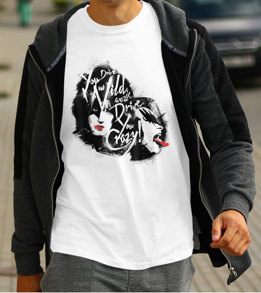 KISS You Drive Us Wild Crazy Faces Red Lips T-Shirt