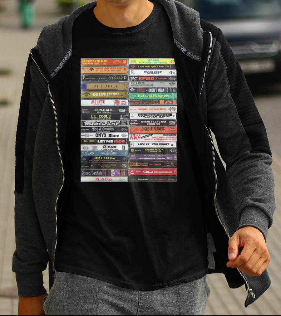 Classic Hip-Hop Cassette Tape Collection Featuring Legendary Artists And Iconic Albums T-Shirt