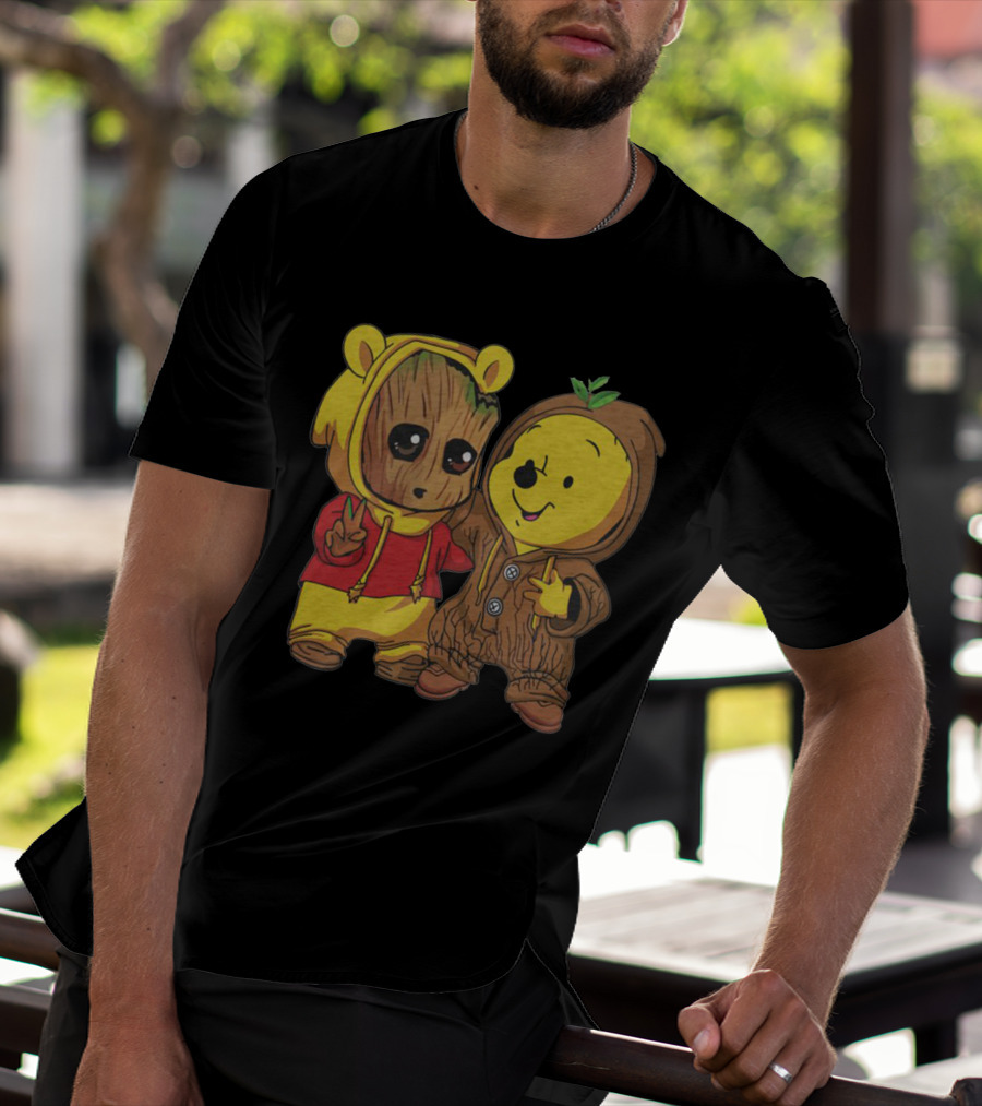Groot And Bear Friend Cute Costume Crossover T-Shirt