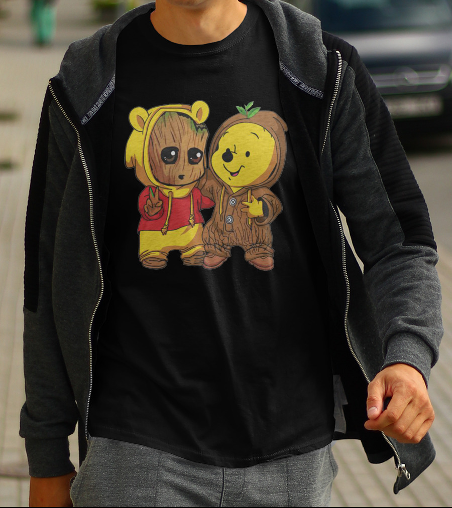 Groot And Bear Friend Cute Costume Crossover T-Shirt
