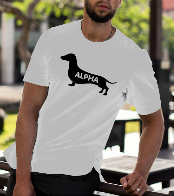 Dachshund Silhouette With Alpha Text T-Shirt