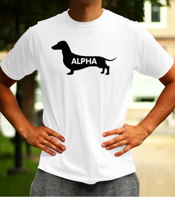 Dachshund Silhouette With Alpha Text T-Shirt