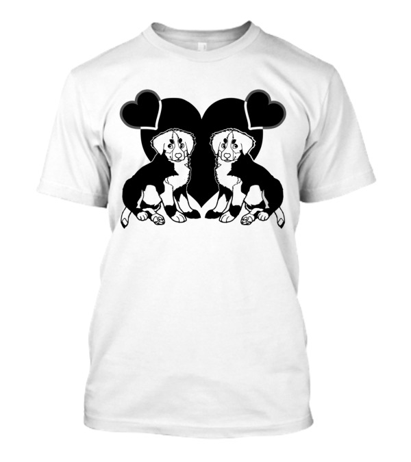 Adorable Bernese Mountain Dog Love With Heart Symbols T-Shirt