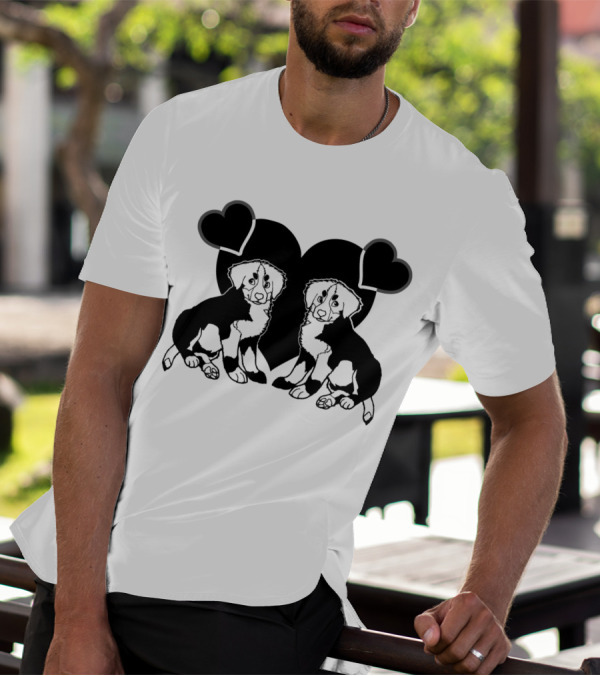 Adorable Bernese Mountain Dog Love With Heart Symbols T-Shirt