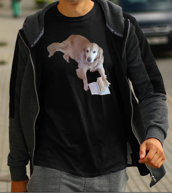 Golden Retriever Engaged With Open Book T-Shirt