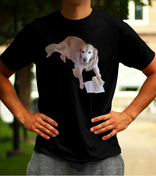 Golden Retriever Engaged With Open Book T-Shirt