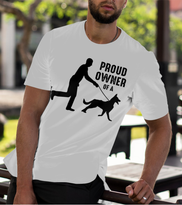 Proud Owner Of A Dog Silhouette Graphic With Person Walking Dog T-Shirt
