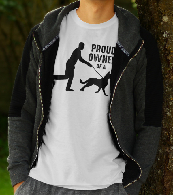 Proud Owner Of A Dog Silhouette Graphic With Person Walking Dog T-Shirt