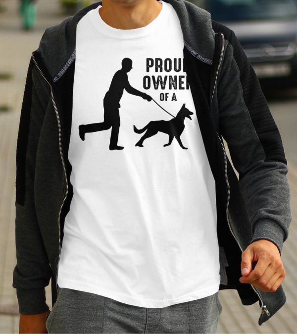 Proud Owner Of A Dog Silhouette Graphic With Person Walking Dog T-Shirt