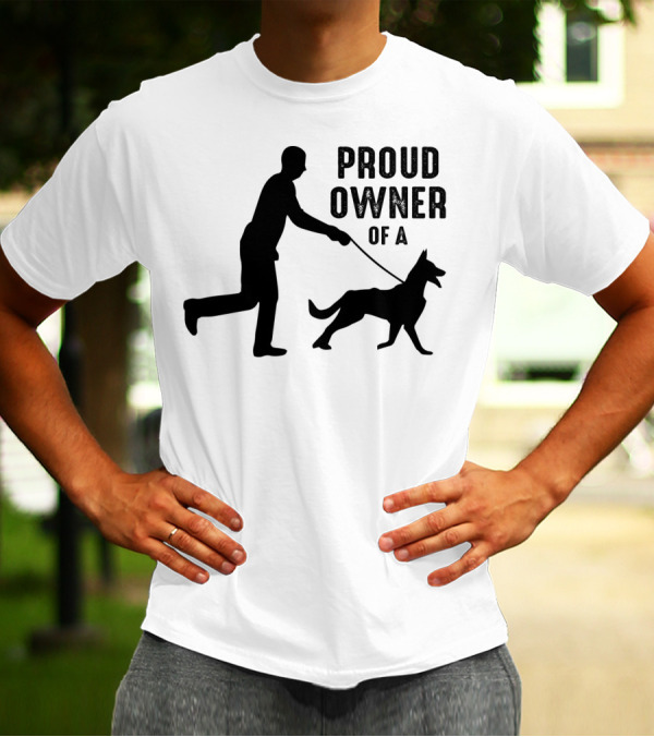 Proud Owner Of A Dog Silhouette Graphic With Person Walking Dog T-Shirt