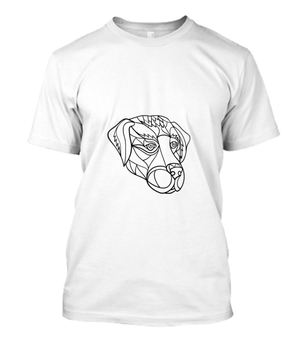 Labrador Dog Head Mosaic Black And White Geometric Outline T-Shirt
