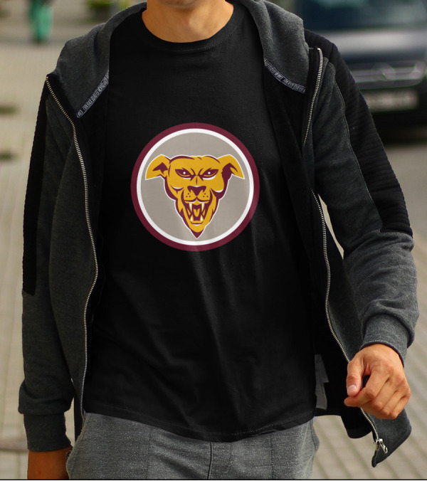 Angry Dog Wolf Head Circle Logo Vintage Style Emblem T-Shirt