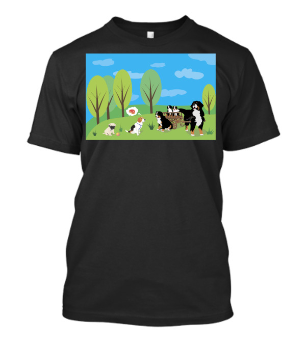 Dogs In Nature: Playful Gathering With Friends Among Trees T-Shirt