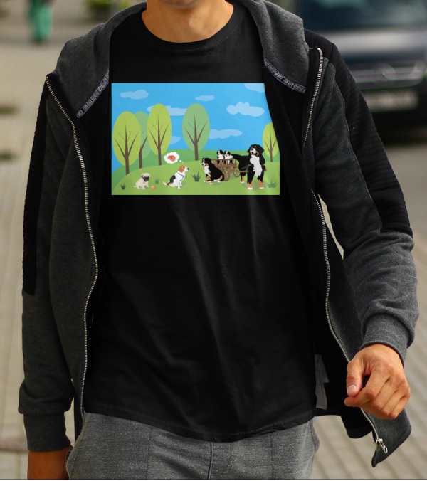 Dogs In Nature: Playful Gathering With Friends Among Trees T-Shirt