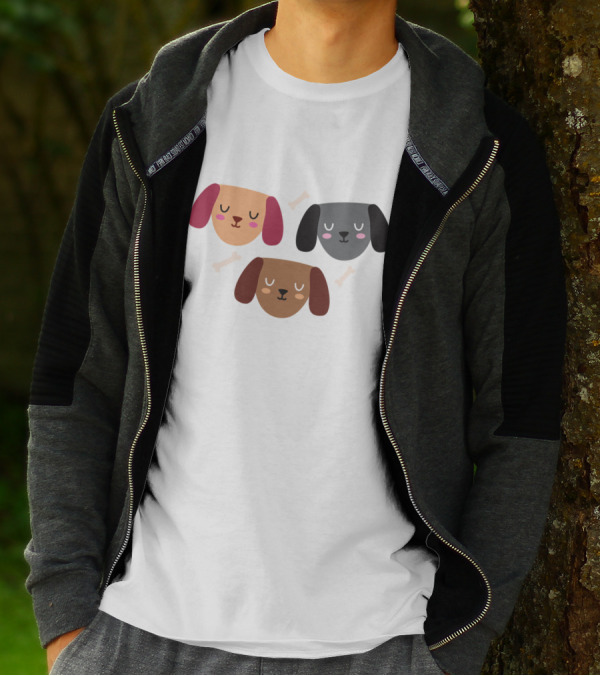 Adorable Sleeping Dogs And Bones Playful T-Shirt