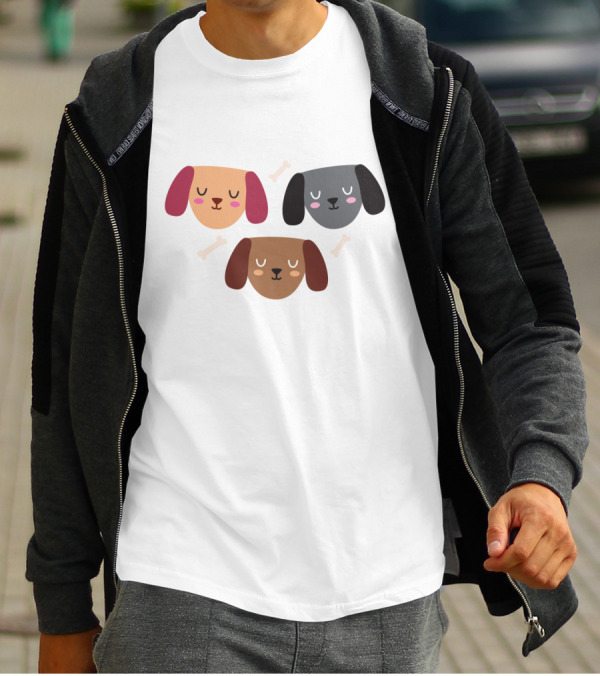 Adorable Sleeping Dogs And Bones Playful T-Shirt