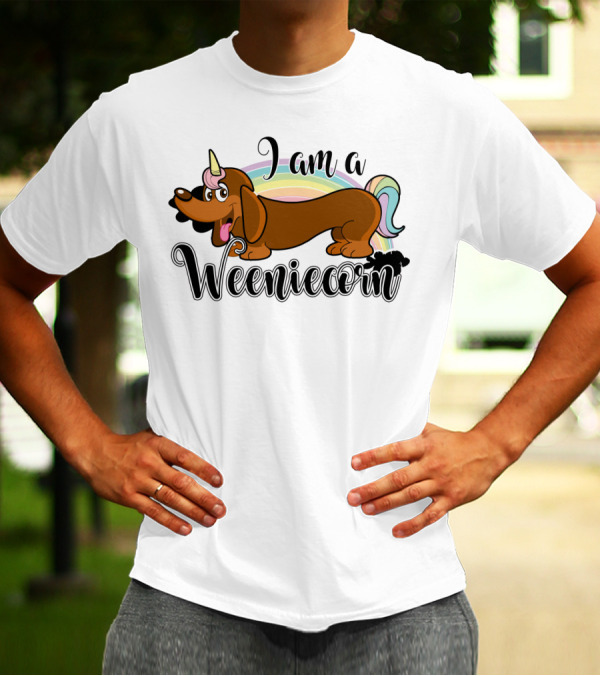 'I Am A Weeniecorn Cute Dachshund Unicorn With Rainbow Mane' T-Shirt
