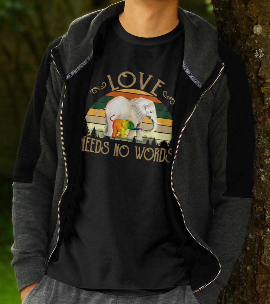 Love Needs No Words Elephant Retro Pride T-Shirt