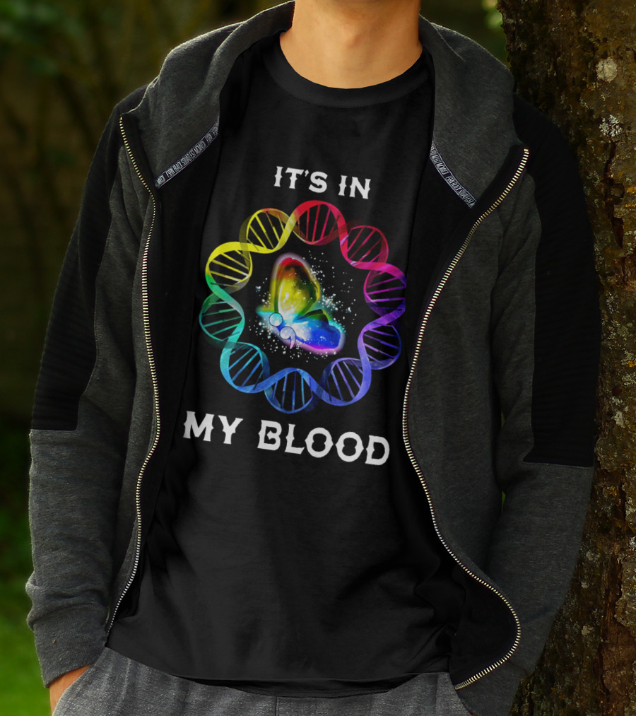 It's In My Blood DNA Rainbow Butterfly T-Shirt