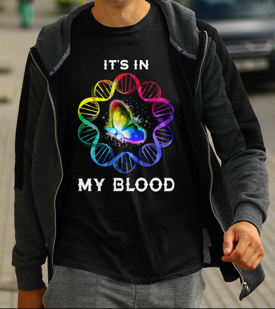 It's In My Blood DNA Rainbow Butterfly T-Shirt