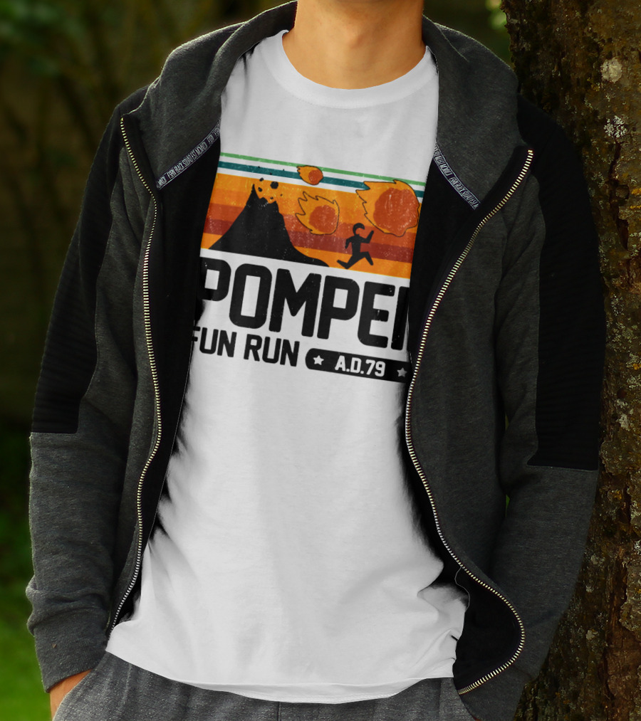 Pompeii Fun Run A.D.79 Volcanic Eruption Escape Retro Adventure T-Shirt