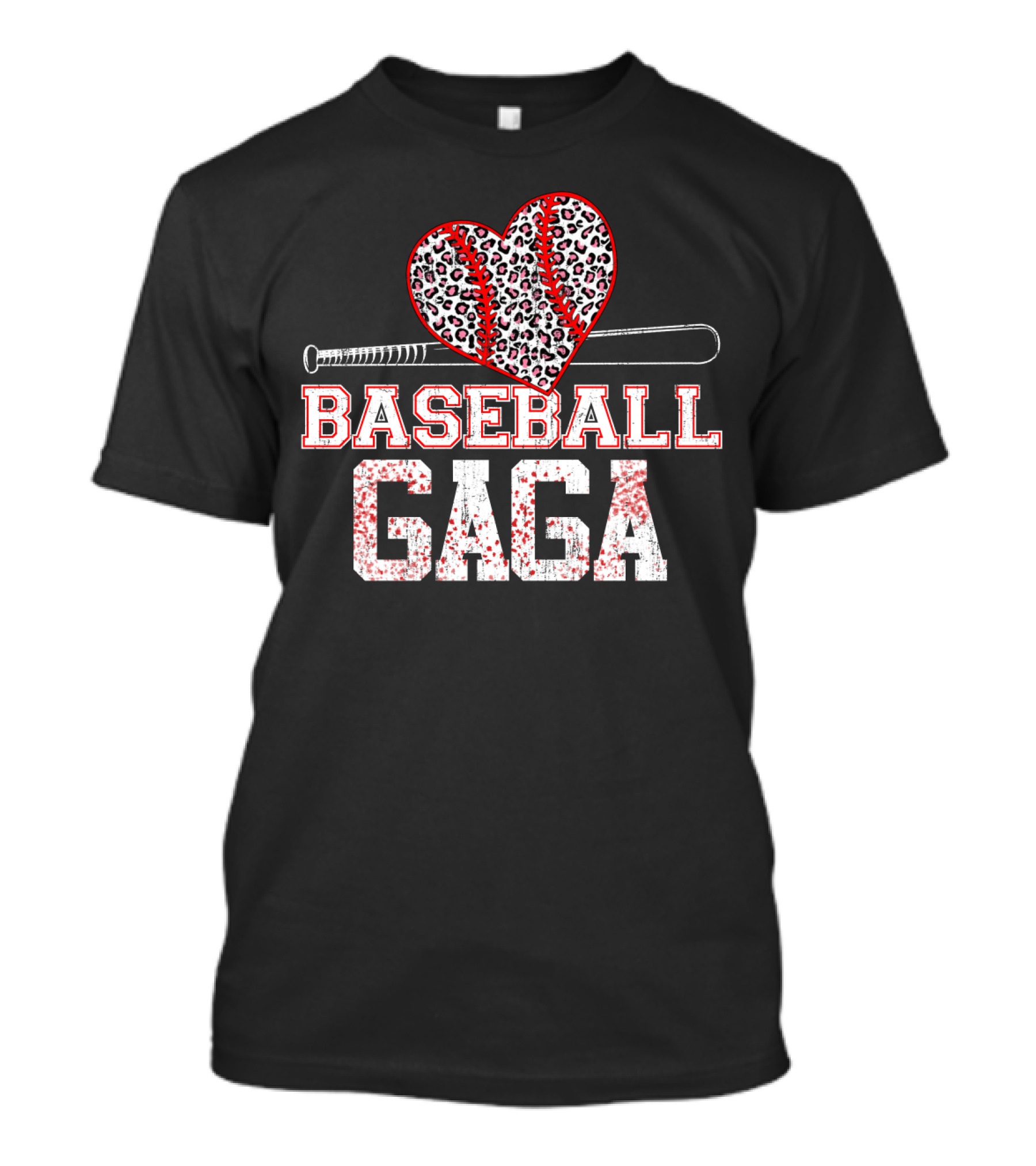 Baseball Gaga Leopard Heart Bat T-Shirt