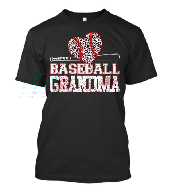 Baseball Grandma Leopard Heart Softball Player T-Shirt