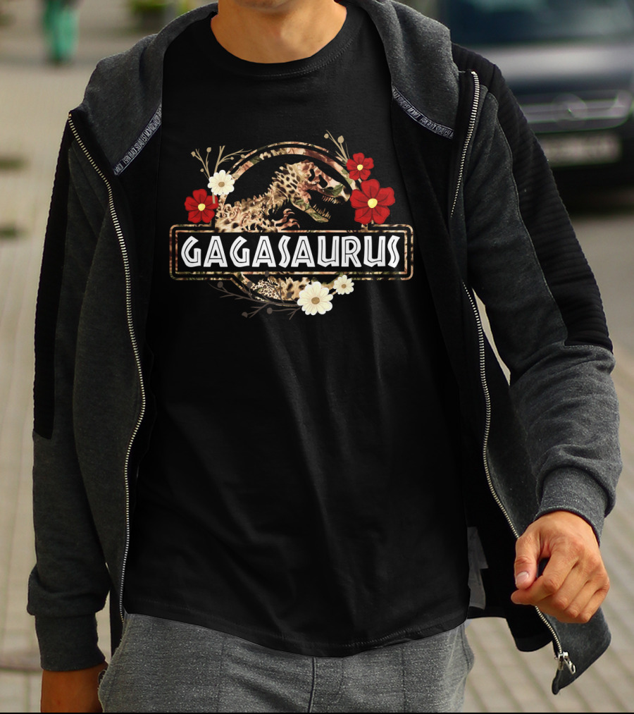 Gagasaurus Dinosaur With Floral Accents T-Shirt