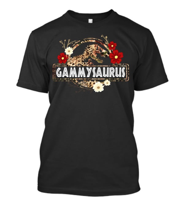 Gammysaurus Dinosaur Flower Motif With Funny Gammy Saurus T-Shirt