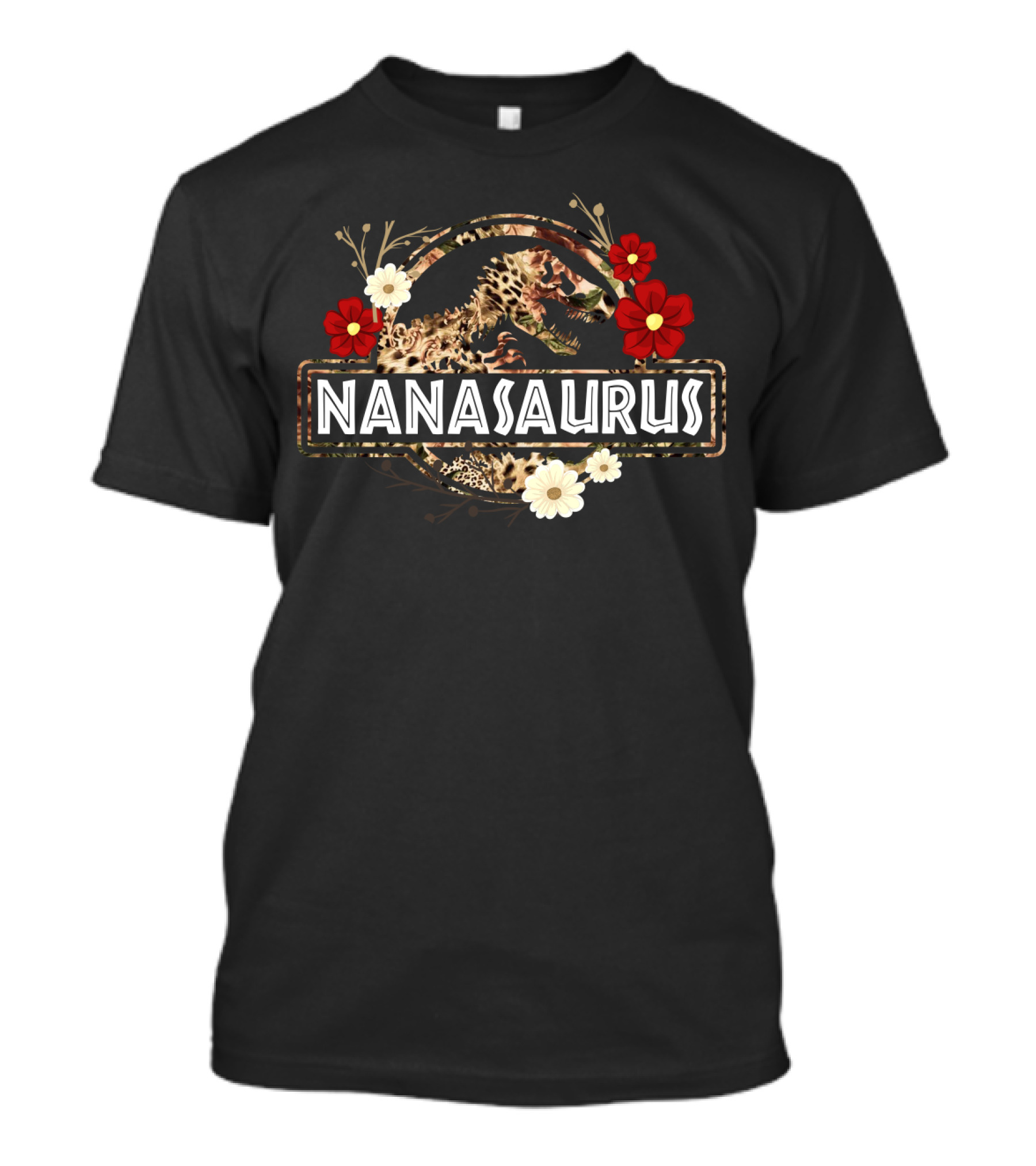 Nanasaurus Dinosaur Funny Nana Saurus Floral T-Shirt