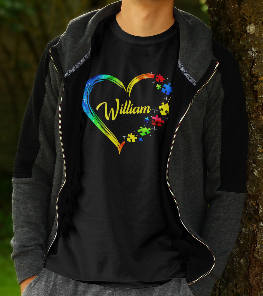 William Autism Puzzle Heart Rainbow Puzzles T-Shirt
