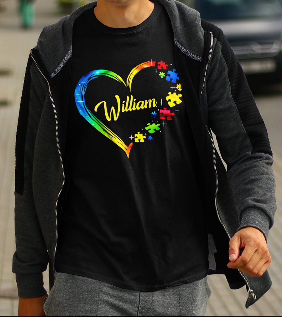 William Autism Puzzle Heart Rainbow Puzzles T-Shirt