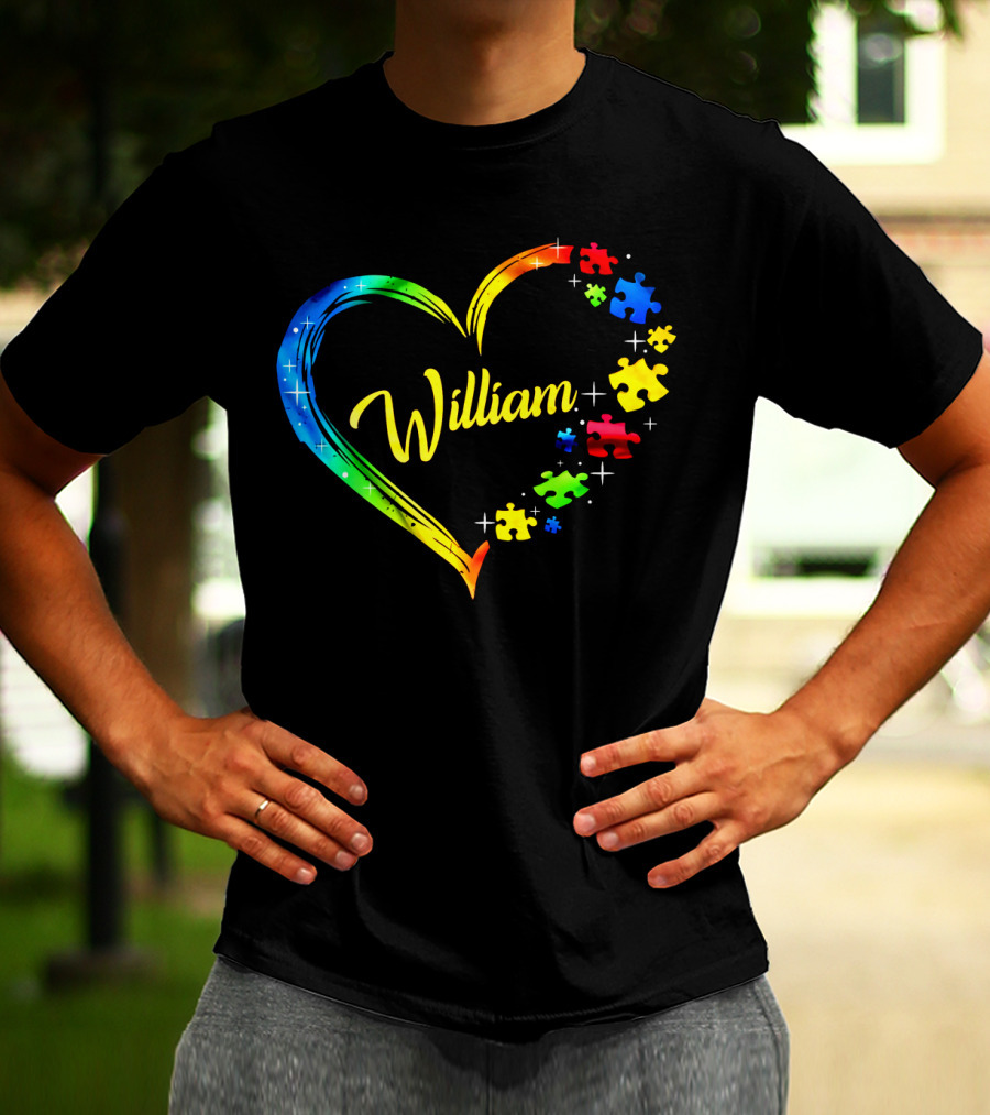 William Autism Puzzle Heart Rainbow Puzzles T-Shirt
