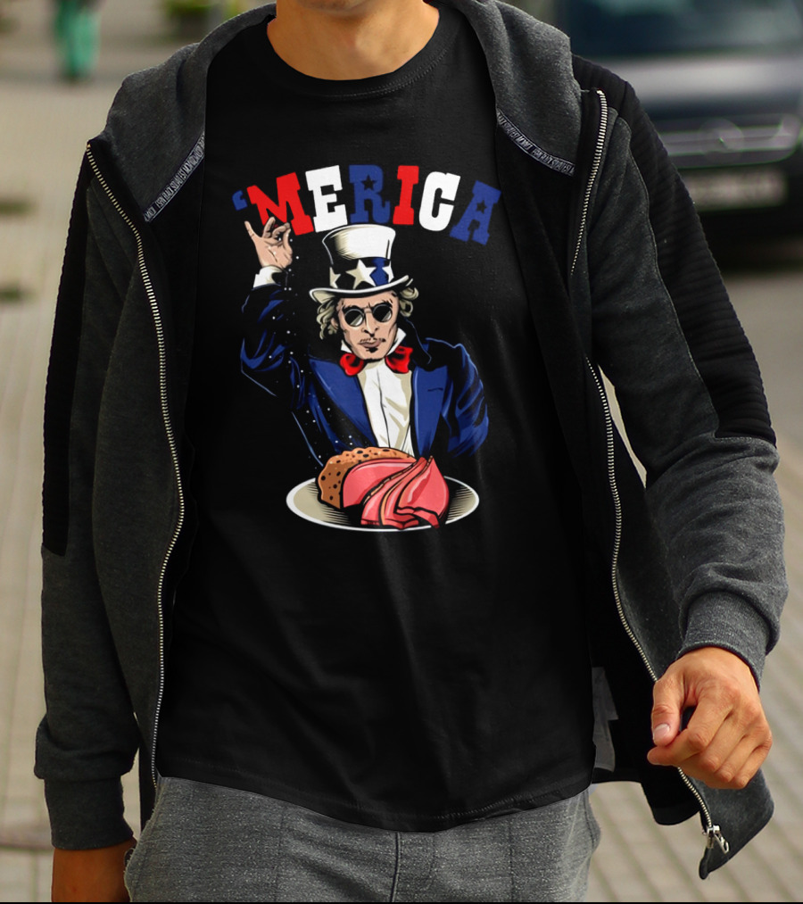 'Merica Uncle Sam Rock And Roll Patriotic Tacos Pizza T-Shirt