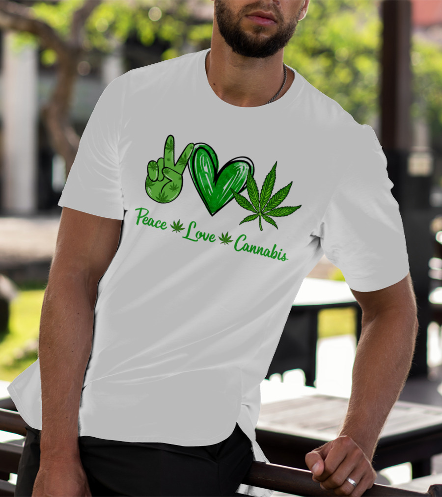 Peace Love Cannabis Green Symbols T-Shirt