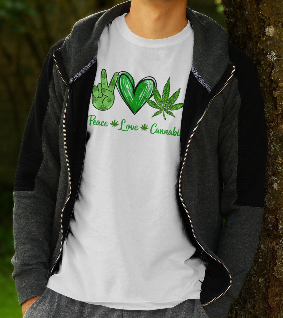 Peace Love Cannabis Green Symbols T-Shirt