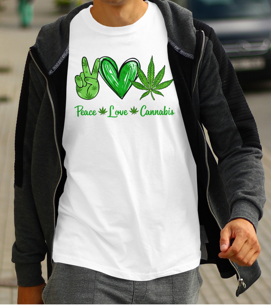 Peace Love Cannabis Green Symbols T-Shirt