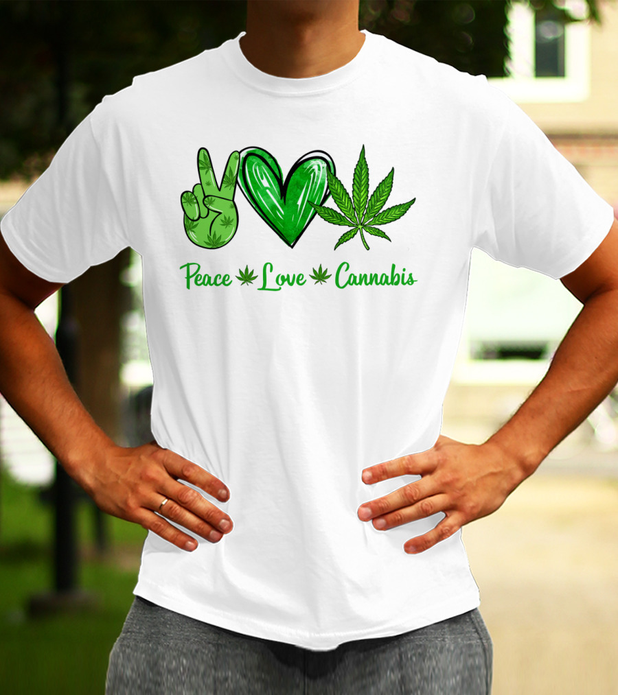 Peace Love Cannabis Green Symbols T-Shirt