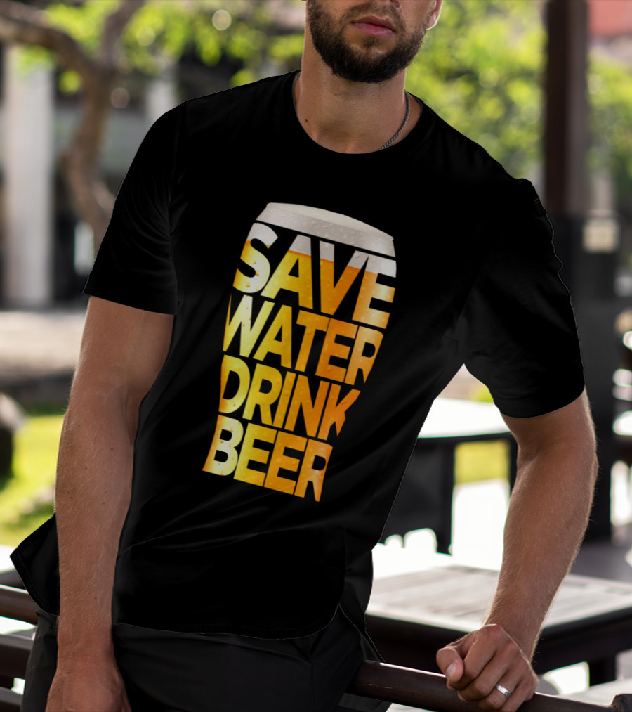Save Water Drink Beer Retro Funny Beer Pint Glass T-Shirt