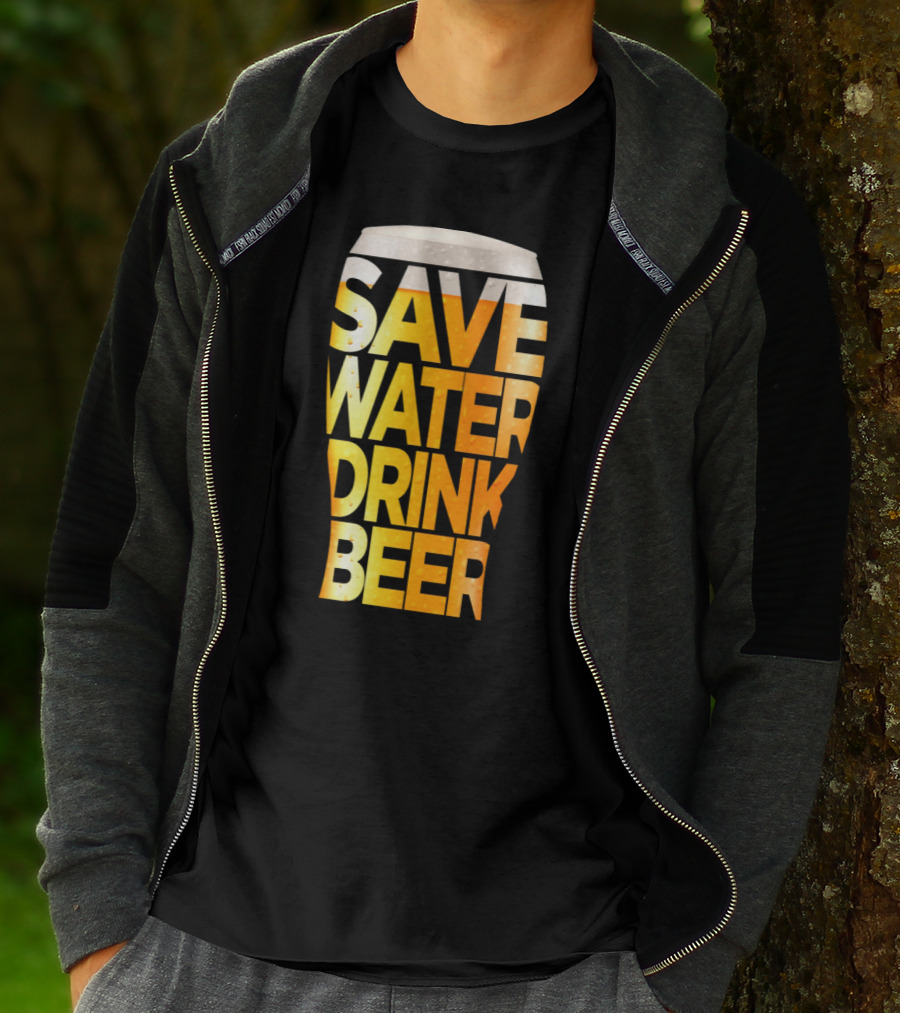 Save Water Drink Beer Retro Funny Beer Pint Glass T-Shirt
