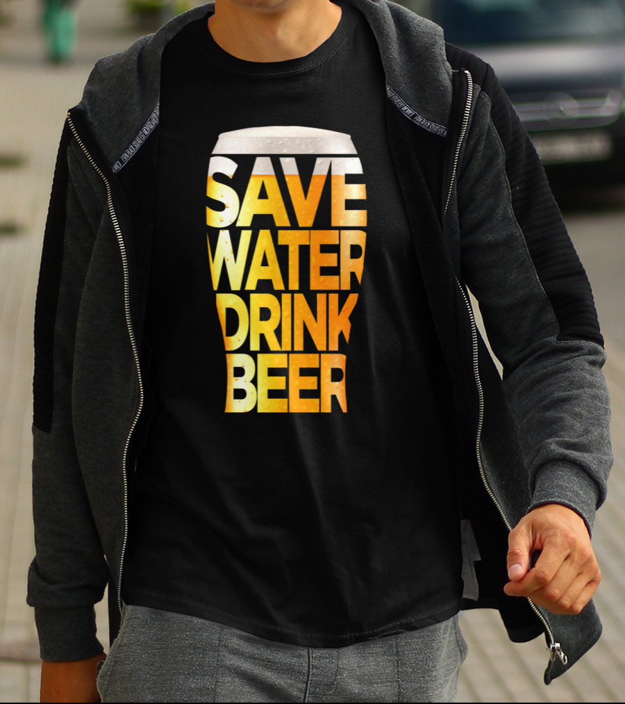 Save Water Drink Beer Retro Funny Beer Pint Glass T-Shirt