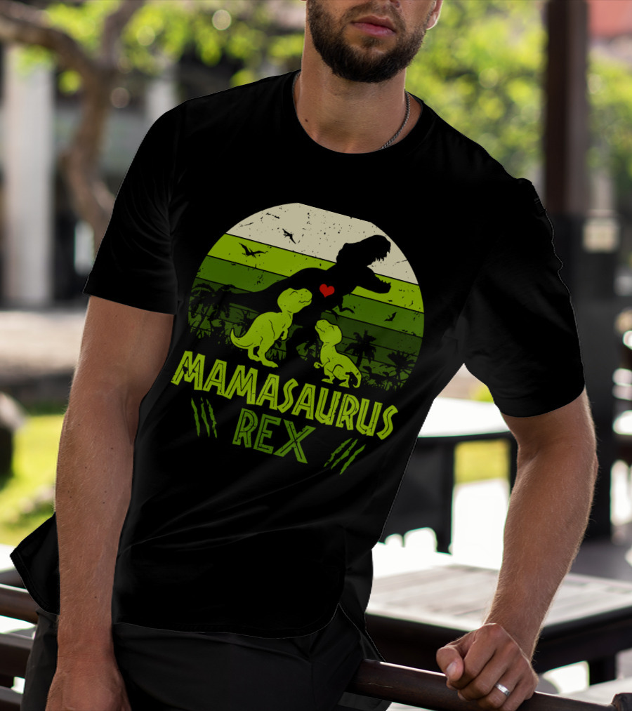 Vintage Retro Mamasaurus Rex Dinosaur Lover 2 Kids T-Shirt