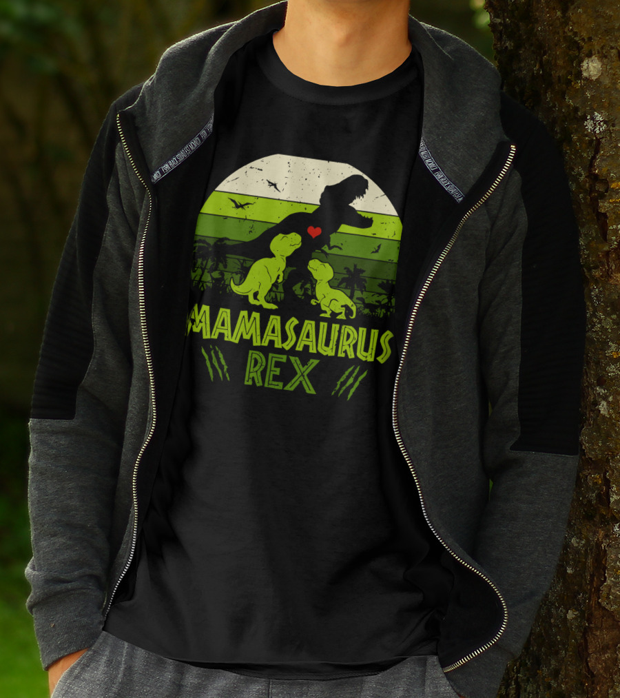 Vintage Retro Mamasaurus Rex Dinosaur Lover 2 Kids T-Shirt