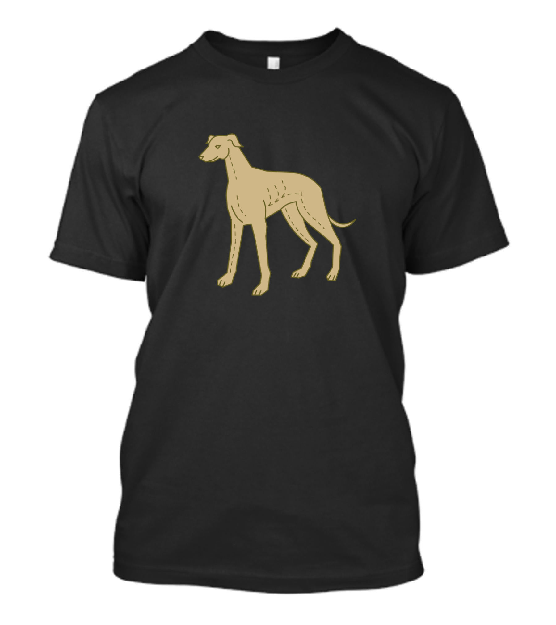 Greyhound Dog Standing Mono Line Minimalist Outline T-Shirt