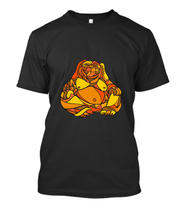 Vibrant Laughing Buddha Dog Mosaic In Warm Tones T-Shirt