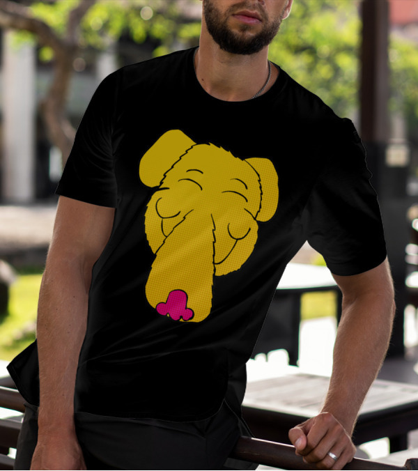 Cartoon Yellow Labrador Dog Head With A Pink Tongue T-Shirt